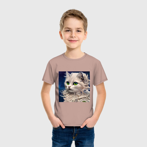 Детская футболка хлопок с принтом Космокошка, фото на моделе #1