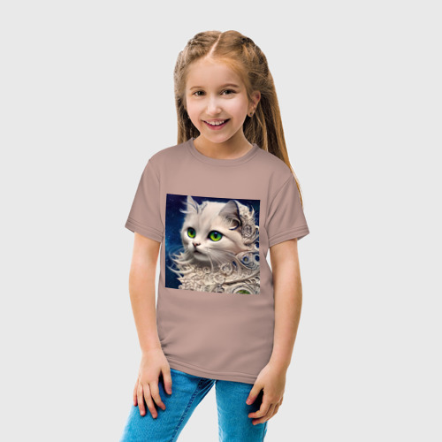Детская футболка хлопок с принтом Космокошка, вид сбоку #3