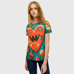 Женская футболка 3D Веселое сердце с зубами - фото 2