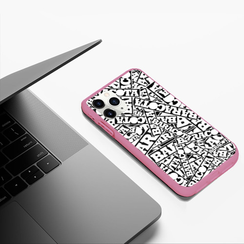 Чехол для iPhone 11 Pro Max матовый Baracota Stickers, цвет малиновый - фото 5