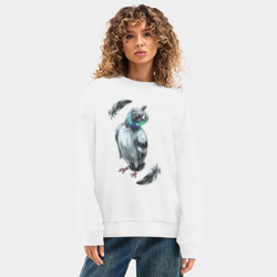 Женский свитшот oversize без начеса хлопок Чокнутый голубь - фото 2