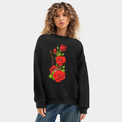 Женский свитшот oversize без начеса хлопок Прекрасная София - букет из роз - фото 2