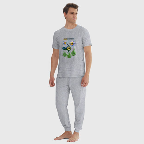 Мужская пижама хлопок с принтом Subnautica, вид сбоку #3