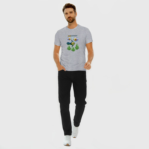Мужская футболка хлопок Slim с принтом Subnautica, вид сбоку #3