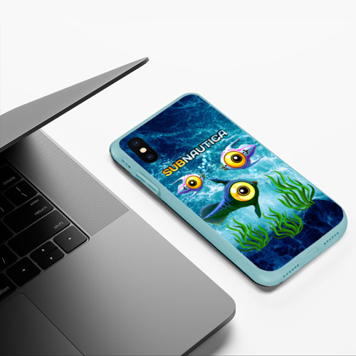 Чехол для iPhone XS Max матовый Subnautica, цвет мятный - фото 5