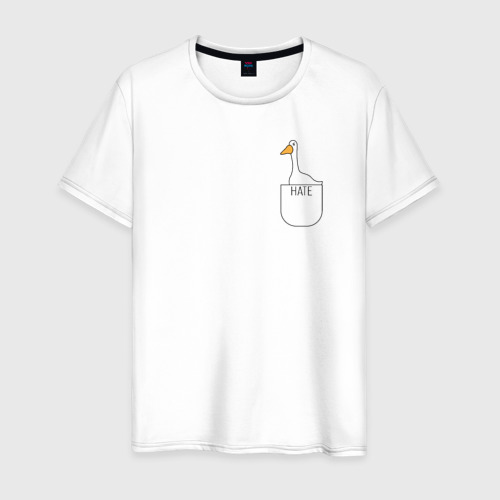 Мужская футболка из хлопка с принтом Гусь в кармашке, вид спереди №1