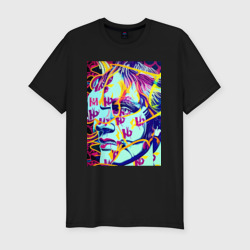 Мужская футболка хлопок Slim Andy Warhol - pop art  self-portrait