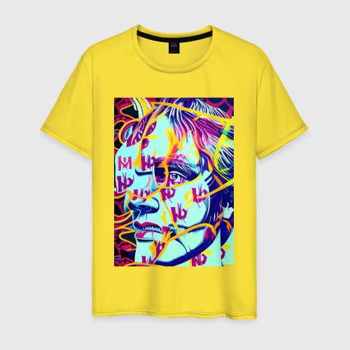 Мужская футболка хлопок Andy Warhol - pop art  self-portrait, цвет желтый
