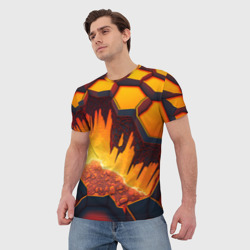 Мужская футболка 3D Красная лава - фото 2