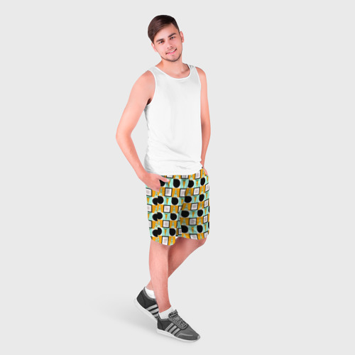 Мужские шорты 3D с принтом Зайка и морковка, геометрический паттерн, фото на моделе #1