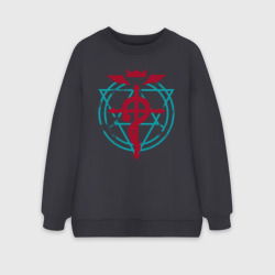 Женский свитшот oversize без начеса хлопок Стальной алхимик аниме - Фламель