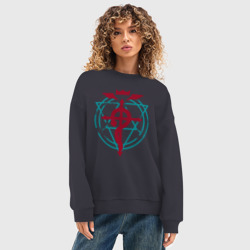 Женский свитшот oversize без начеса хлопок Стальной алхимик аниме - Фламель - фото 2