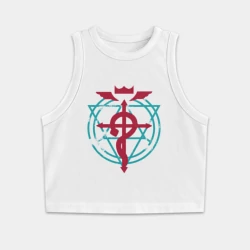 Женская укороченная майка-топ хлопок Стальной алхимик аниме - Фламель