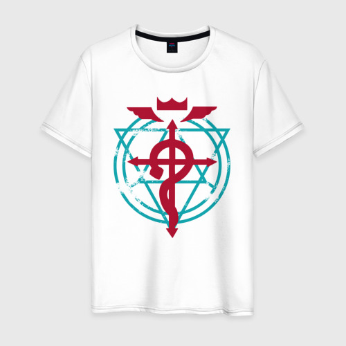 Мужская футболка из хлопка с принтом Стальной алхимик аниме - Фламель, вид спереди №1