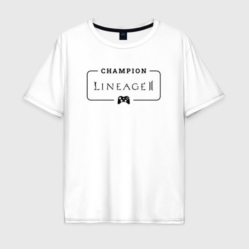 Мужская футболка хлопок Oversize с принтом Lineage 2 gaming champion: рамка с лого и джойстиком, вид спереди #2