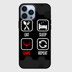 Чехол для iPhone 13 Pro Max Eat, sleep, Quake, repeat
