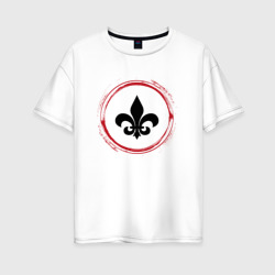 Женская футболка хлопок Oversize Символ Saints Row и красная краска вокруг