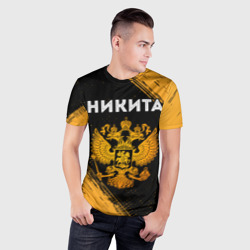 Мужская футболка 3D Slim Никита и зологой герб РФ - фото 2