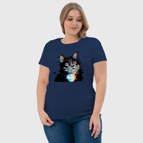 Женская футболка хлопок с принтом Pixel cat, фото #4