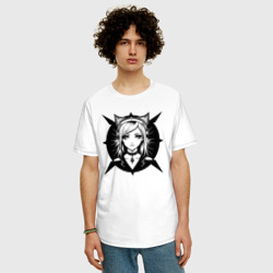Мужская футболка хлопок Oversize Девушка в наушниках с ушками - фото 2