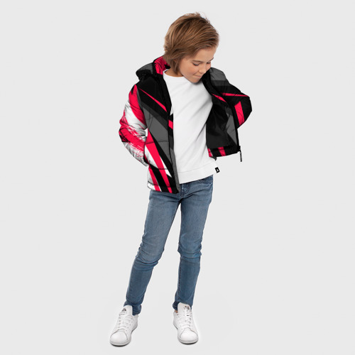 Зимняя куртка для мальчиков 3D с принтом Mitsubishi fast lines, вид сбоку #3