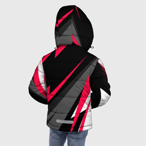 Зимняя куртка для мальчиков 3D с принтом Mitsubishi fast lines, вид сзади #2