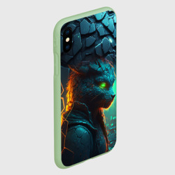 Чехол для iPhone XS Max матовый Кот из разломленных неоновых плит - фото 2