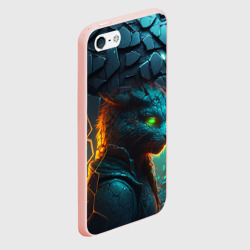 Чехол для iPhone 5/5S матовый Кот из разломленных неоновых плит - фото 2