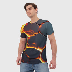 Мужская футболка 3D Огонь из разломленных плит - фото 2