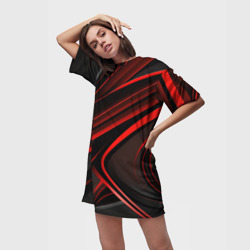 Платье-футболка 3D Black and red    abstract - фото 2