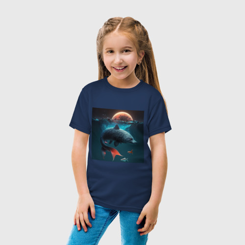 Детская футболка хлопок с принтом Морской волк-рыба, вид сбоку #3