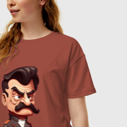 Женская футболка хлопок Oversize Сталин мультяшный - фото 2