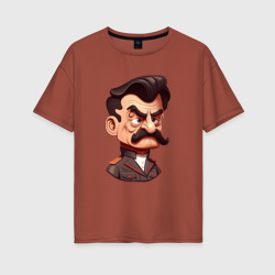 Женская футболка хлопок Oversize Сталин мультяшный