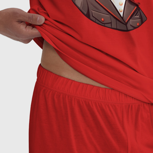 Мужская пижама хлопок Сталин мультяшный, цвет красный - фото 6