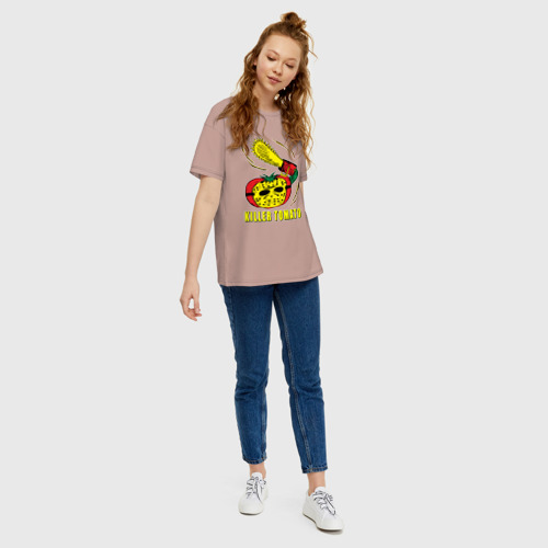 Женская футболка хлопок Oversize с принтом Помидор убийца, вид сбоку #3