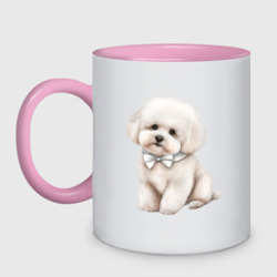Кружка двухцветная Бишон с бантиком