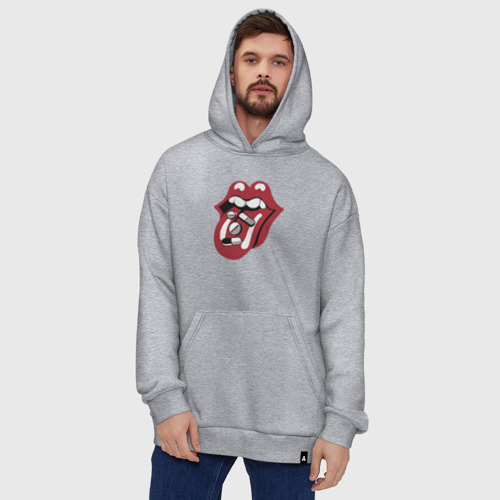 Худи SuperOversize хлопок Rolling Stones pills, цвет меланж - фото 5