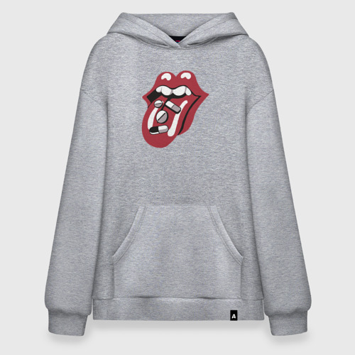 Худи SuperOversize хлопок Rolling Stones pills, цвет меланж