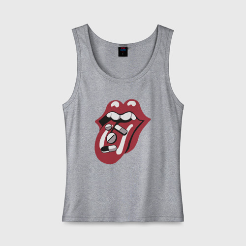 Женская майка хлопок Rolling Stones pills, цвет меланж