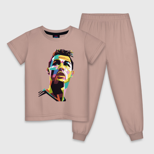 Детская пижама хлопок с принтом Ronaldo color, вид спереди #2