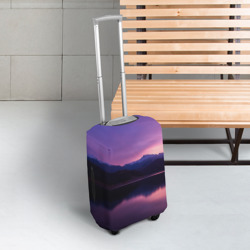 Чехол для чемодана 3D Тёмное фиолетовое небо и озеро - фото 2