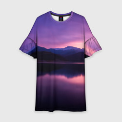 Детское платье 3D Тёмное фиолетовое небо и озеро