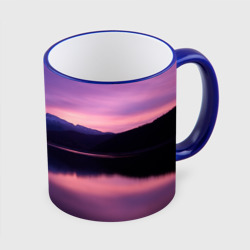 Кружка с полной запечаткой Тёмное фиолетовое небо и озеро