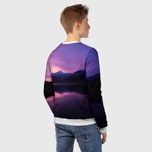 Детский свитшот 3D Тёмное фиолетовое небо и озеро, цвет 3D печать - фото 4