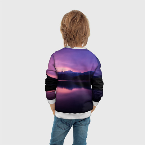 Детский свитшот 3D Тёмное фиолетовое небо и озеро, цвет 3D печать - фото 6