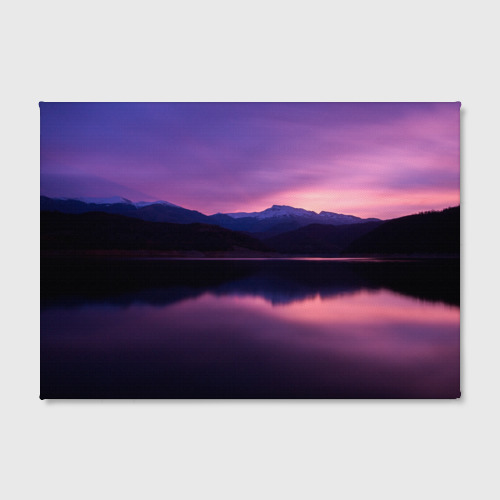 Холст прямоугольный Тёмное фиолетовое небо и озеро, цвет 3D печать - фото 2