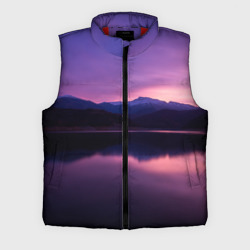 Мужской жилет утепленный 3D Тёмное фиолетовое небо и озеро
