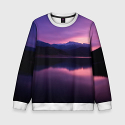 Детский свитшот 3D Тёмное фиолетовое небо и озеро