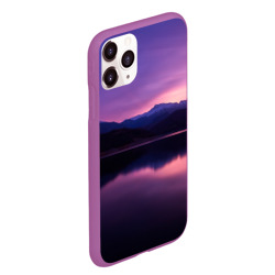 Чехол для iPhone 11 Pro Max матовый Тёмное фиолетовое небо и озеро - фото 2