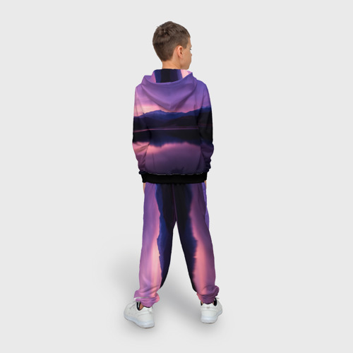 Детский костюм 3D Тёмное фиолетовое небо и озеро, цвет черный - фото 4